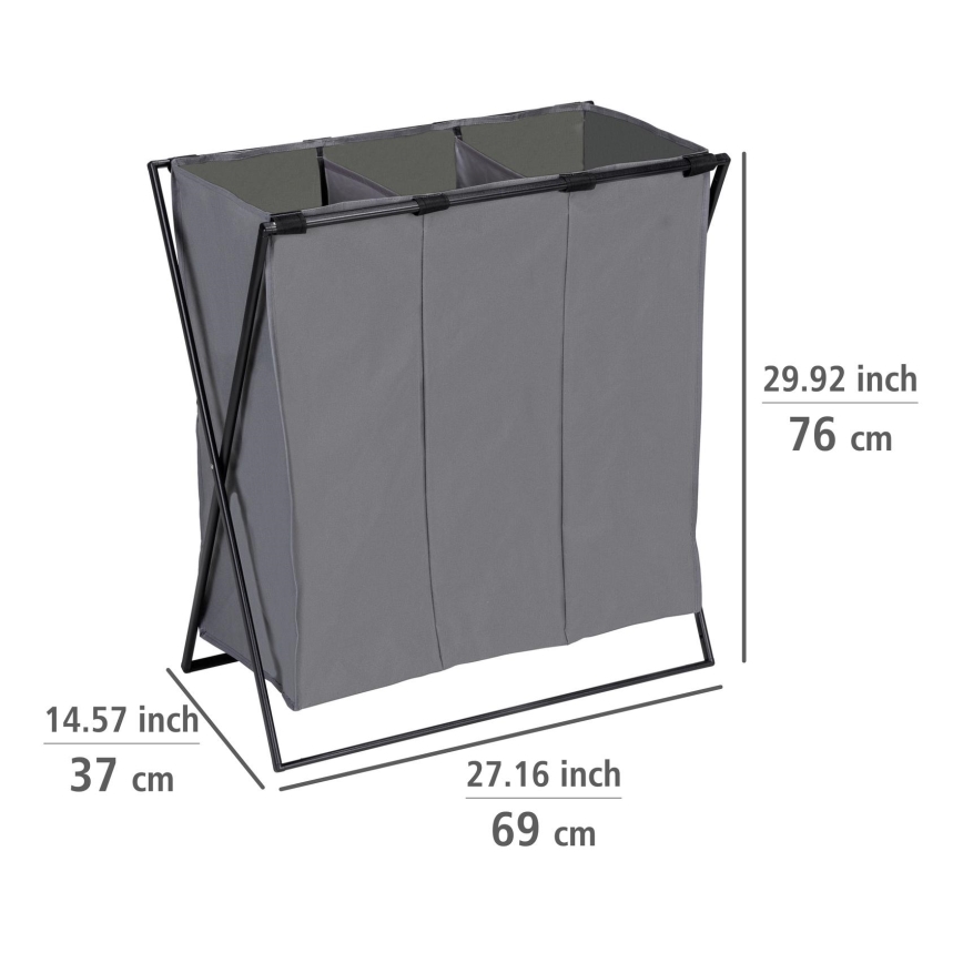 WENKO 71297800 - Cesto de ropa TRIO 69x76 cm gris/negro