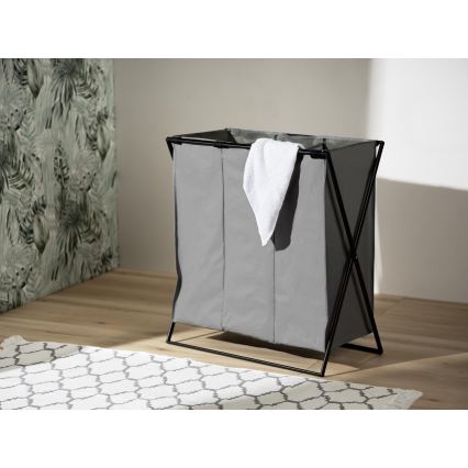 WENKO 71297800 - Cesto de ropa TRIO 69x76 cm gris/negro