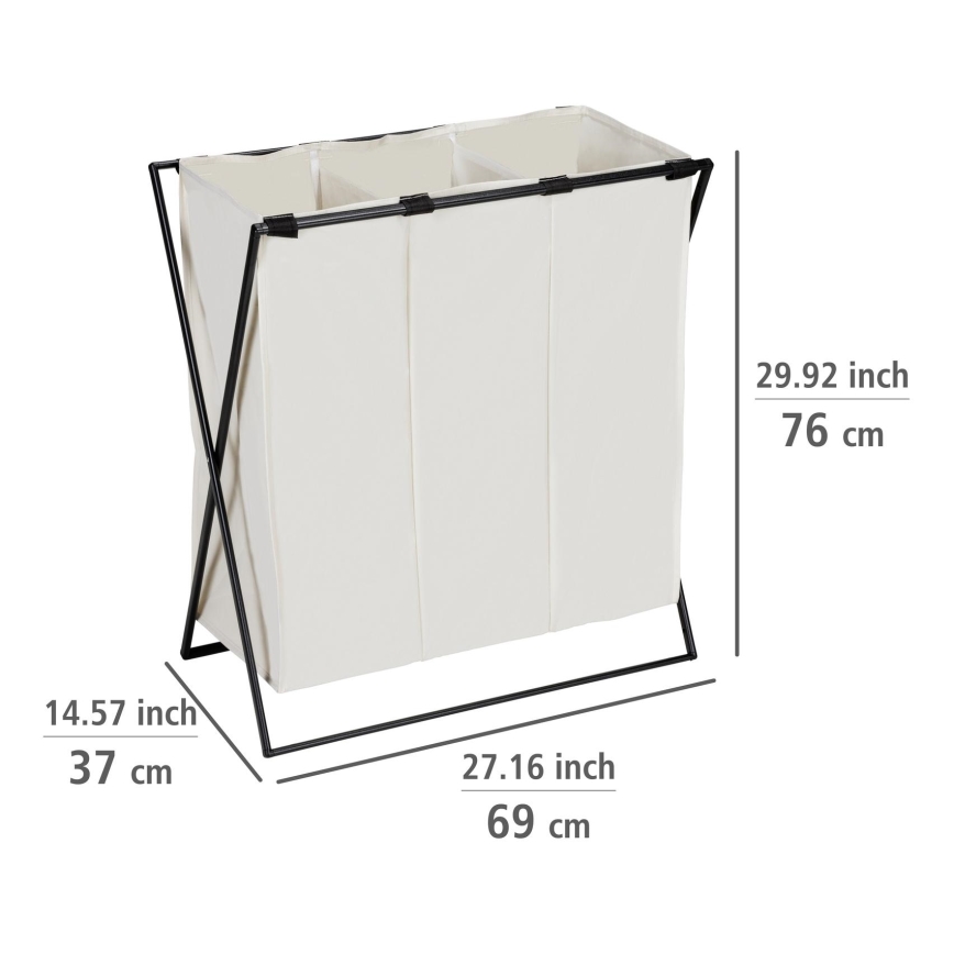 WENKO 71298800 - Cesta para ropa TRIO 69x76 cm crema/negro