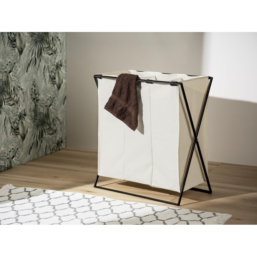 WENKO 71298800 - Cesta para ropa TRIO 69x76 cm crema/negro