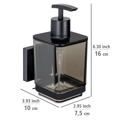 WENKO 71444800 - Dispensador de jabón VACUUM-LOC QUADRO ED 7,5 x 16 cm negro