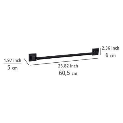 WENKO 71445800 - Barra para toallas VACUUM-LOC QUADRO ED 60,5x6 cm negra