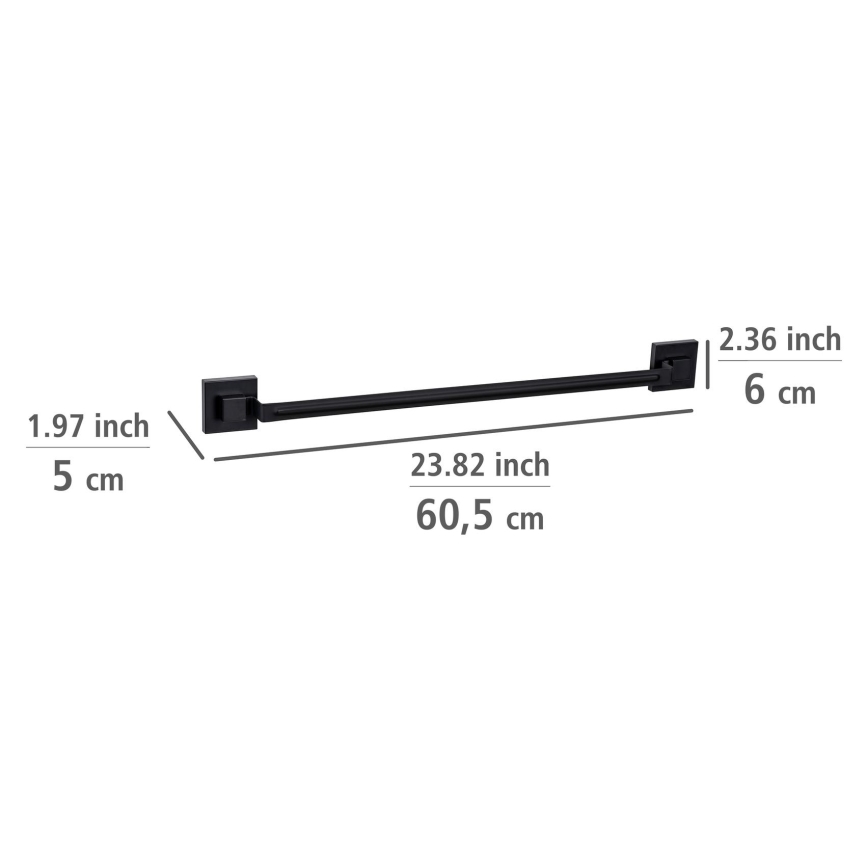 WENKO 71445800 - Barra para toallas VACUUM-LOC QUADRO ED 60,5x6 cm negra