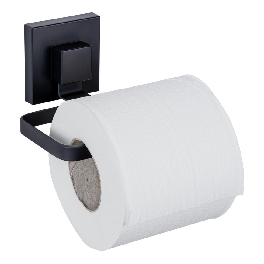 WENKO 71447800 - Soporte para papel higiénico VACUUM-LOC QUADRO ED 14x11 cm negro