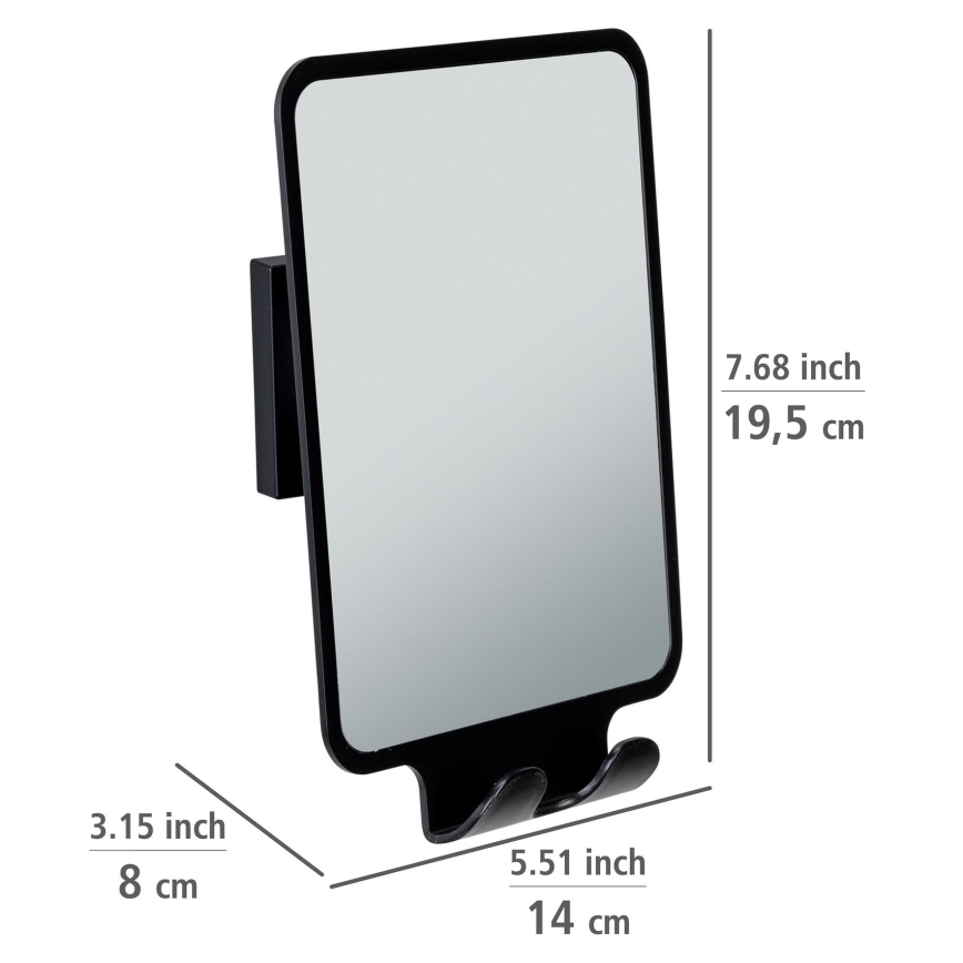 WENKO 71449800 - Espejo VACUUM-LOC QUADRO ED 14x19,5 cm negro