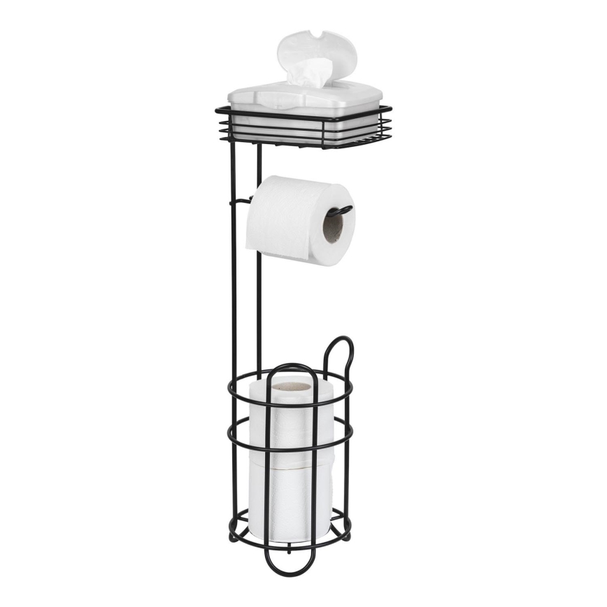 WENKO 71451800 - Soporte para papel higiénico 16x59 cm, negro