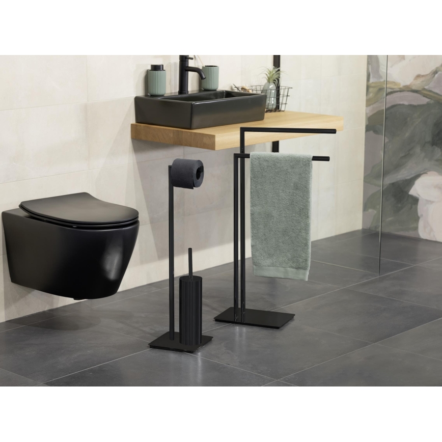 WENKO 71556800 - Set WC RECCO 20x71,5 cm negro