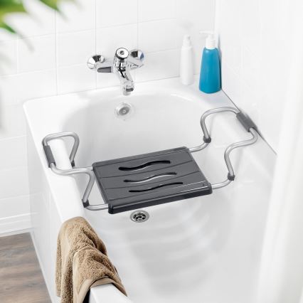 WENKO 73392500-Asiento de seguridad para baño 26x18 cm plateado/antracita