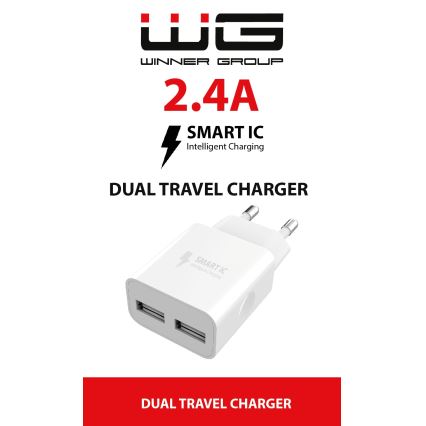Winner Group - Adaptador de carga 2xUSB-A 12W blanco