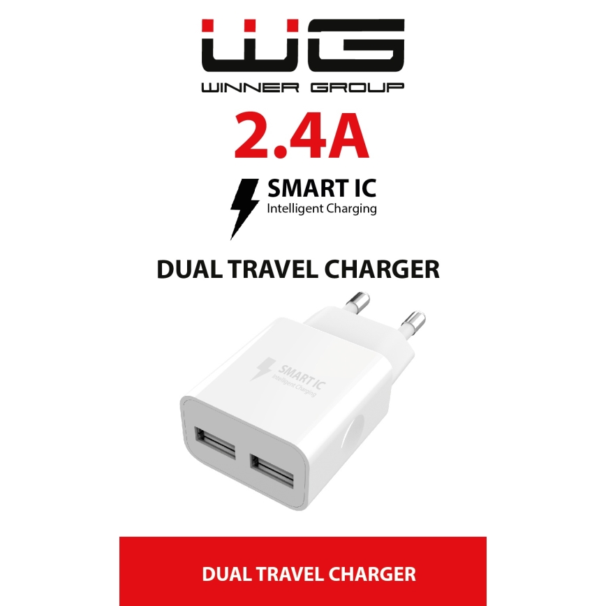 Winner Group - Adaptador de carga 2xUSB-A 12W blanco