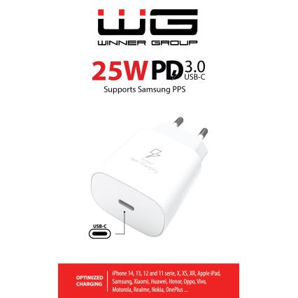 Winner Group - Adaptador de carga rápida 1x USB-C con Power Delivery 25 W, blanco