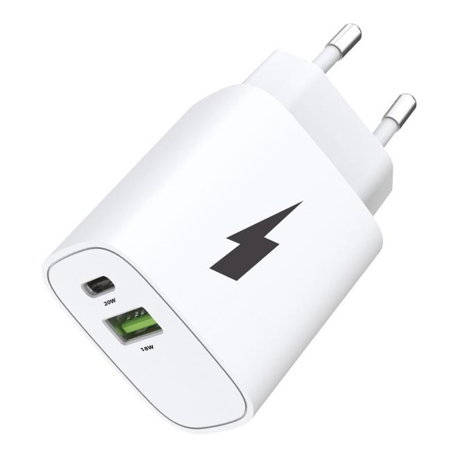 Winner Group - Adaptador de carga rápida 1xUSB-C + 1xUSB-A Power Delivery 20W blanco