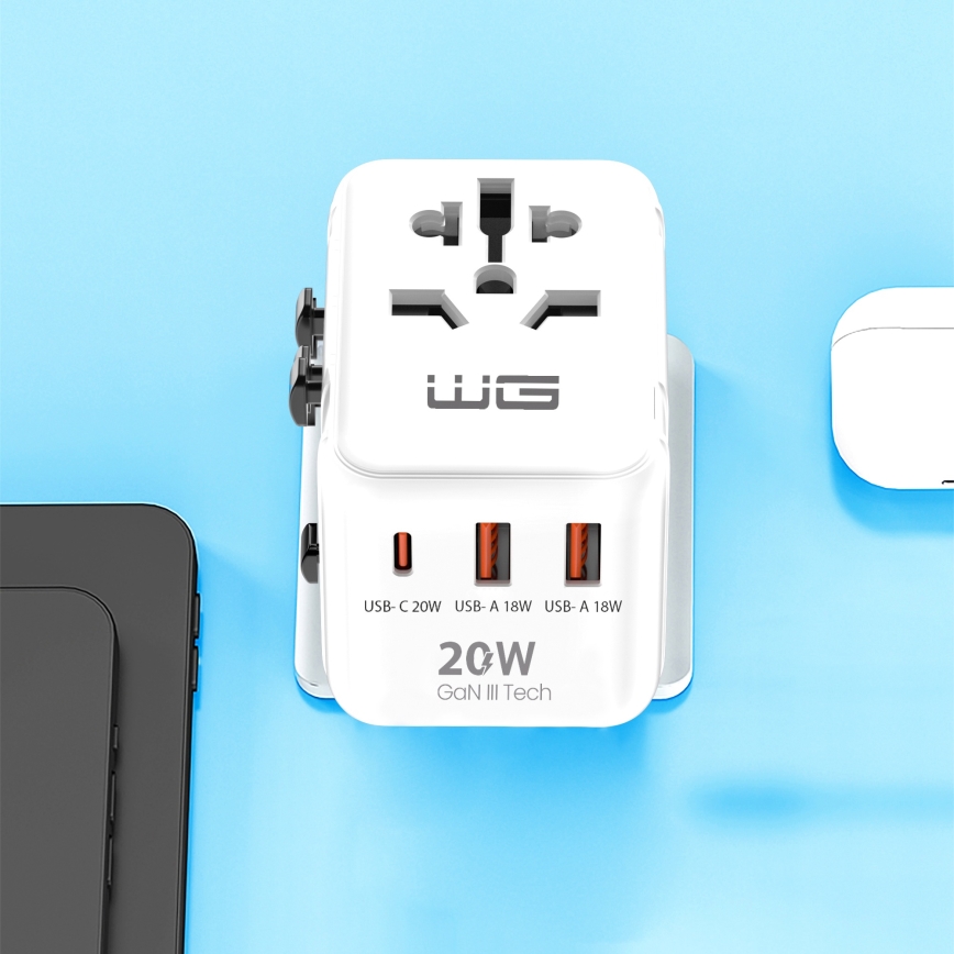 Winner Group - Adaptador de viaje con carga rápida Power Delivery 20 W, blanco