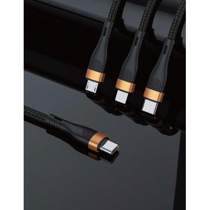 Winner Group - Cable USB 3en1 USB-C / Lightning, USB-C y Micro USB 100W 1,5m negro