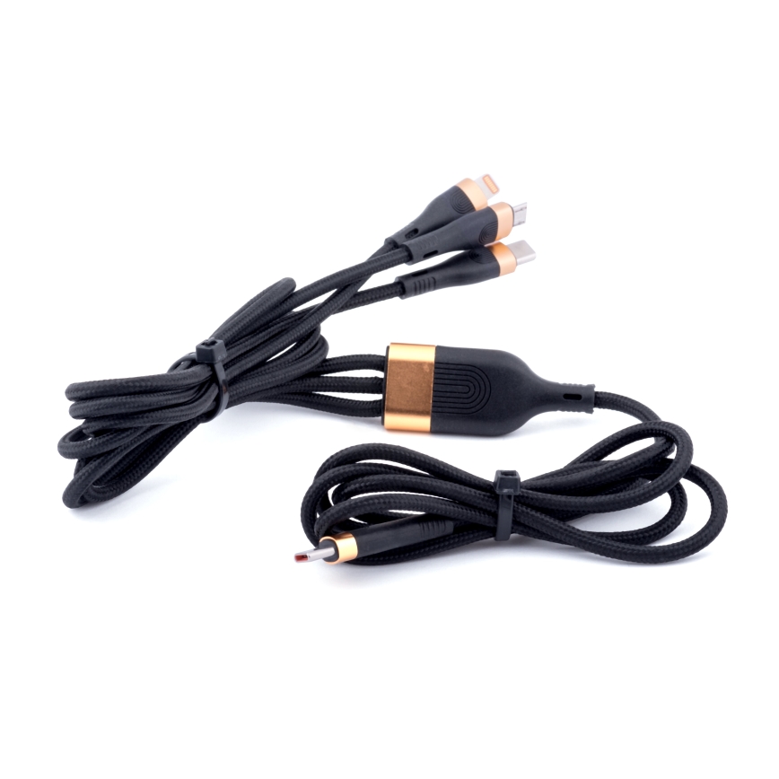 Winner Group - Cable USB 3en1 USB-C / Lightning, USB-C y Micro USB 100W 1,5m negro