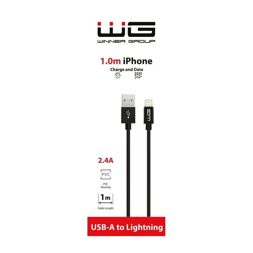 Winner Group - Cable USB Lightning / USB-A 1m negro