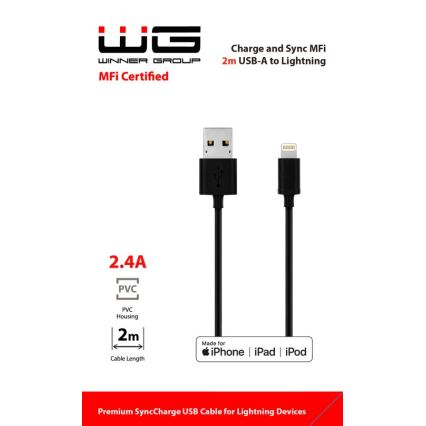 Winner Group - Cable USB MFI Lightning / USB-A 2m negro