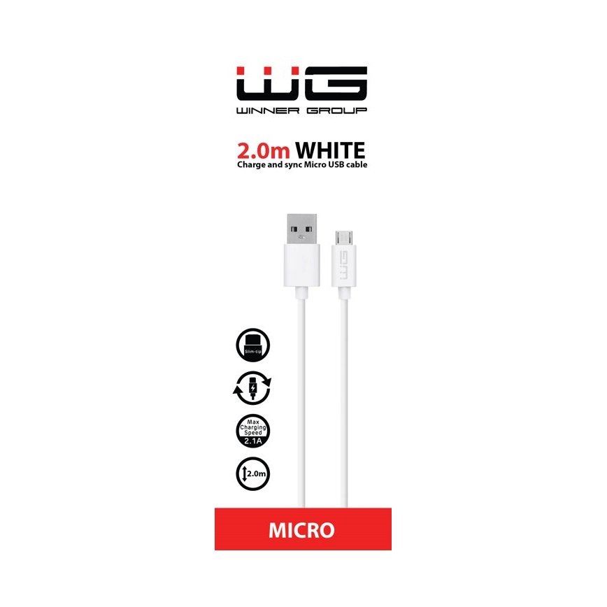 Winner Group - Cable USB Micro USB / USB-A 2m blanco