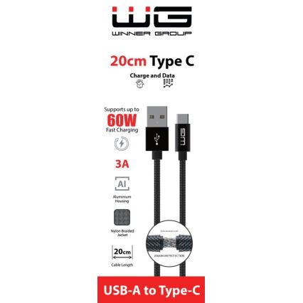 Winner Group - Cable USB USB-C / USB-A 60W 20cm negro