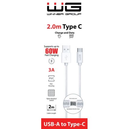 Winner Group - Cable USB USB-C / USB-A 60W 2m blanco