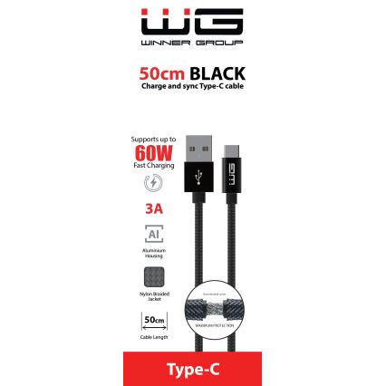 Winner Group - Cable USB USB-C / USB-A 60W 50cm negro