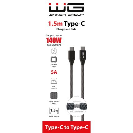 Winner Group - Cable USB USB-C / USB-C 140W 1,5m negro