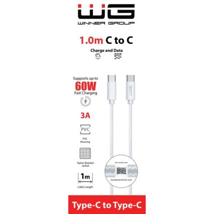 Winner Group - Cable USB USB-C / USB-C 60W 1m blanco