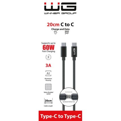 Winner Group - Cable USB USB-C / USB-C 60W 20cm negro