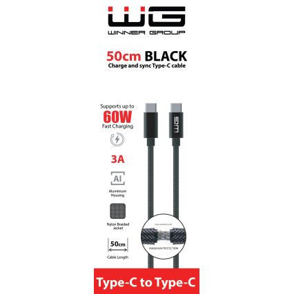 Winner Group - Cable USB USB-C / USB-C 60W 50cm negro
