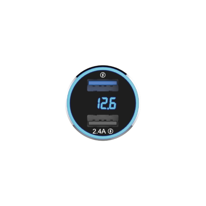 Winner Group - Cargador de coche con pantalla 2xUSB-A Power Delivery 30W negro