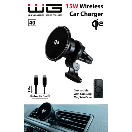 Winner Group - Cargador inlámbrico y soporte para coche 15W Qi2 MagSafe