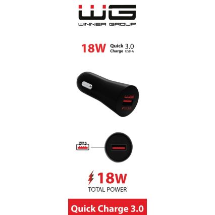 Winner Group - Cargador para coche 1xUSB-A Power Delivery 18W negro