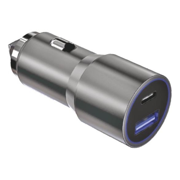 Winner Group - Cargador para coche 1xUSB-C + 1xUSB-A Power Delivery 58,5W plata
