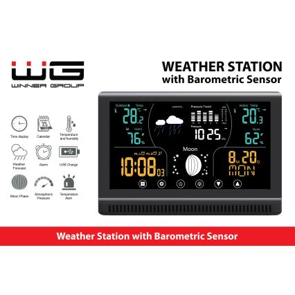 Winner Group - Estacion meteorologica con LCD pantalla a color y despertador 5xAAA