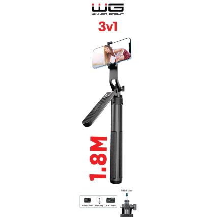 Winner Group - Palo selfie 3en1 con un soporte 55 mAh 180 cm negro