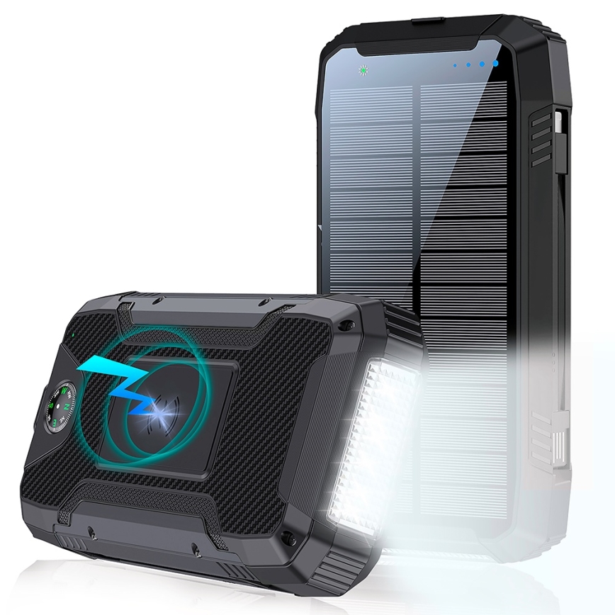 Winner Group - Power Bank con carga inalámbrica y paneles solares 20000 mAh 20W PD