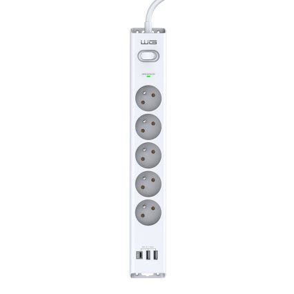 Winner Group - Protección contra sobretensiones 5Z + 2xUSB-A + 1xUSB-C blanco