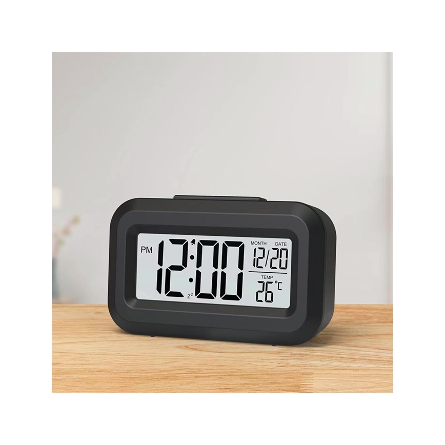 Winner Group - Reloj despertador con pantalla LCD y termómetro 2xAAA negro