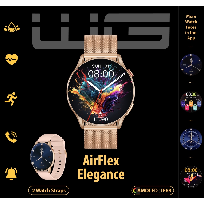 Winner Group - Reloj inteligente AirFlex 2 Elegance 280 mAh IP68 dorado