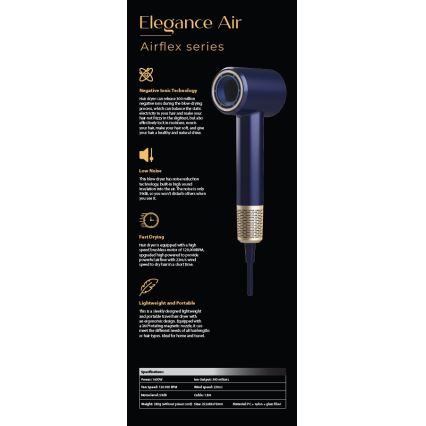 Winner Group - Secador de pelo con ionizador Elegance Air 1600W/230V azul SCHUKO