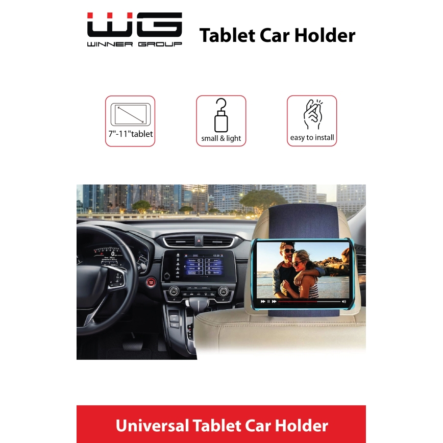 Winner Group - Soporte para tablet de coche con velcro negro