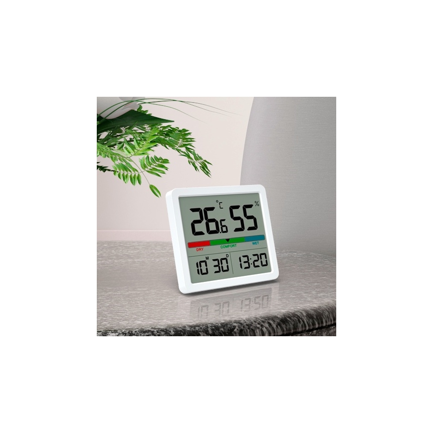 Winner Group - Termometro digital con pantalla LCD y medidor de humedad 2xCR2032 blanco