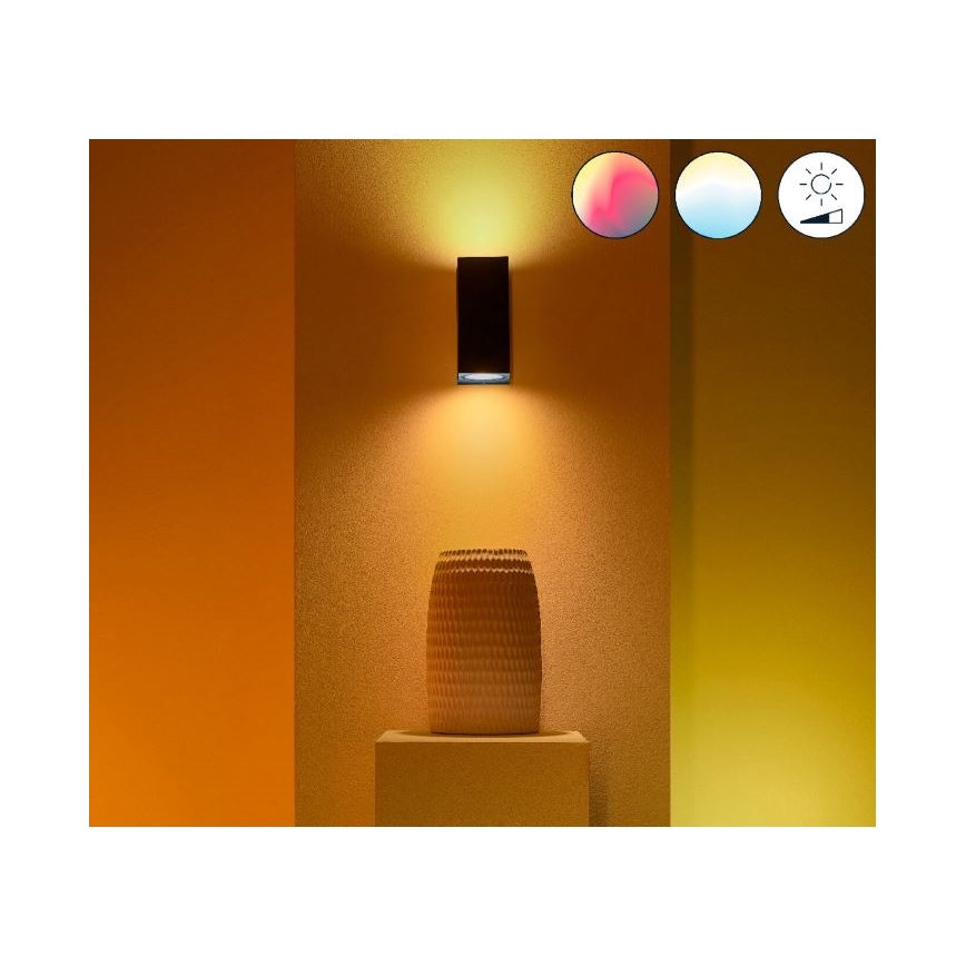 WiZ - Aplique LED RGBW regulable UP&DOWN 2xGU10/4,7W/230V 2200-6500K Wi-Fi CRI 90 negro