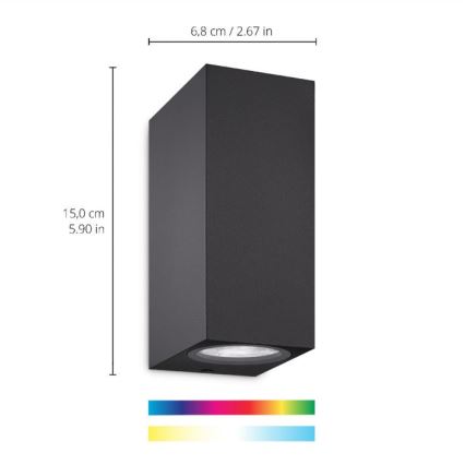 WiZ - Aplique LED RGBW regulable UP&DOWN 2xGU10/4,7W/230V 2200-6500K Wi-Fi CRI 90 negro