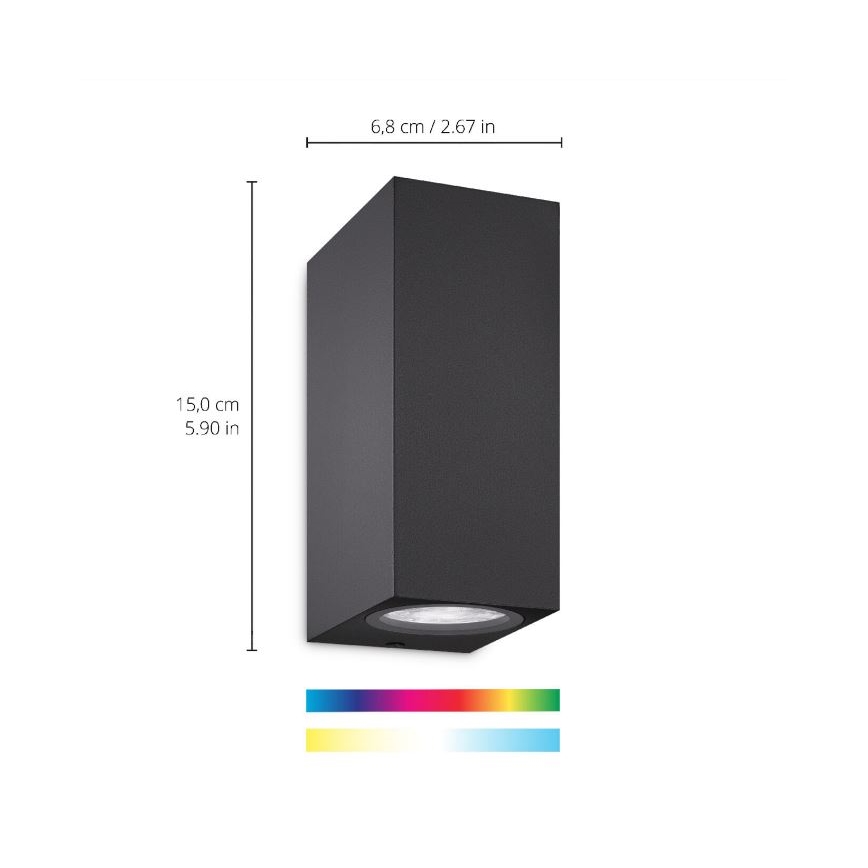 WiZ - Aplique LED RGBW regulable UP&DOWN 2xGU10/4,7W/230V 2200-6500K Wi-Fi CRI 90 negro