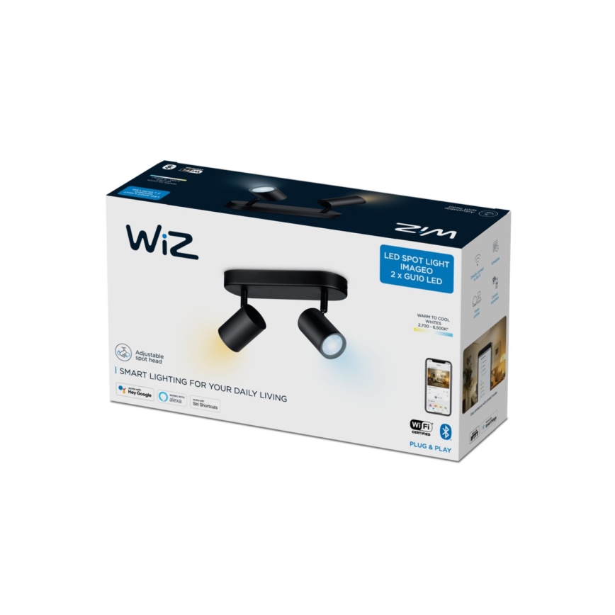 WiZ - Foco LED regulable IMAGEO 2xGU10/4,9W/230V 2700-6500K Wi-Fi CRI 90 negro