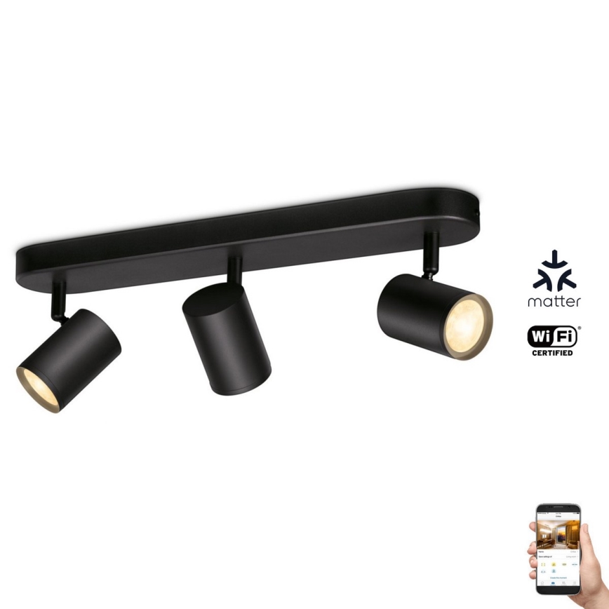 WiZ - Foco LED regulable IMAGEO 3xGU10/4,9W/230V 2700-6500K Wi-Fi CRI 90 negro