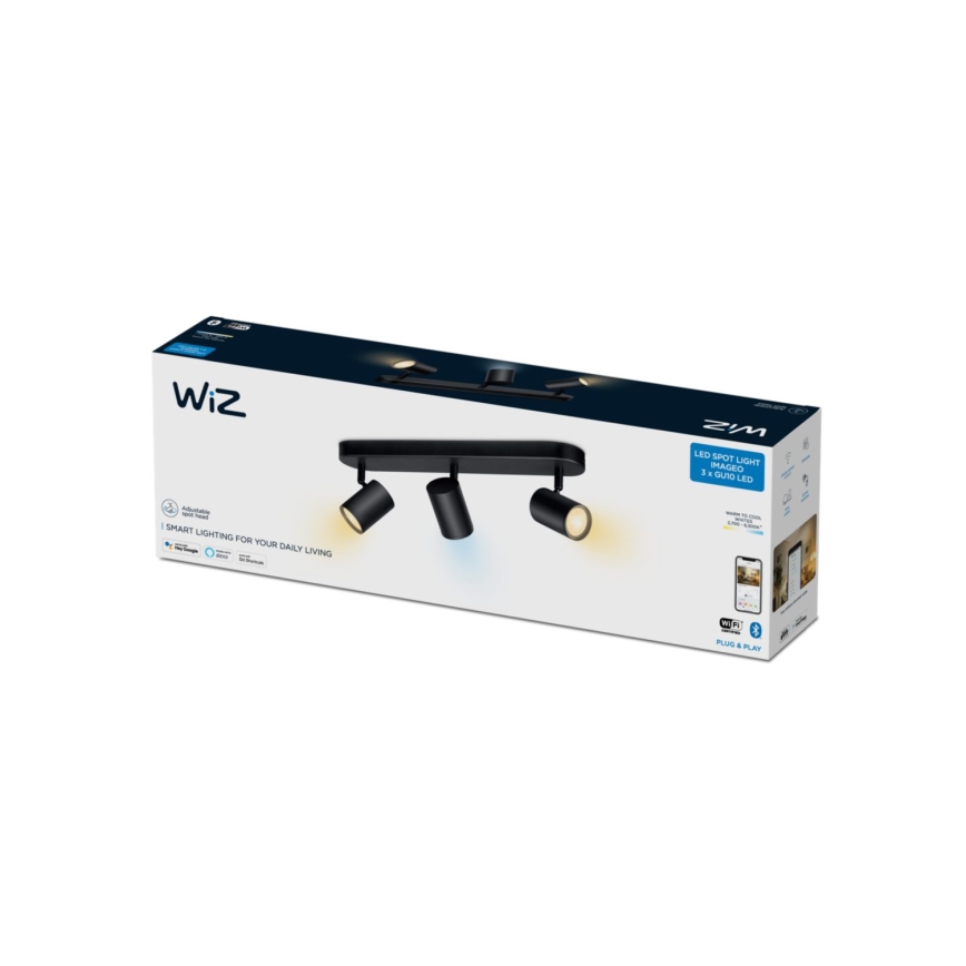 WiZ - Foco LED regulable IMAGEO 3xGU10/4,9W/230V 2700-6500K Wi-Fi CRI 90 negro