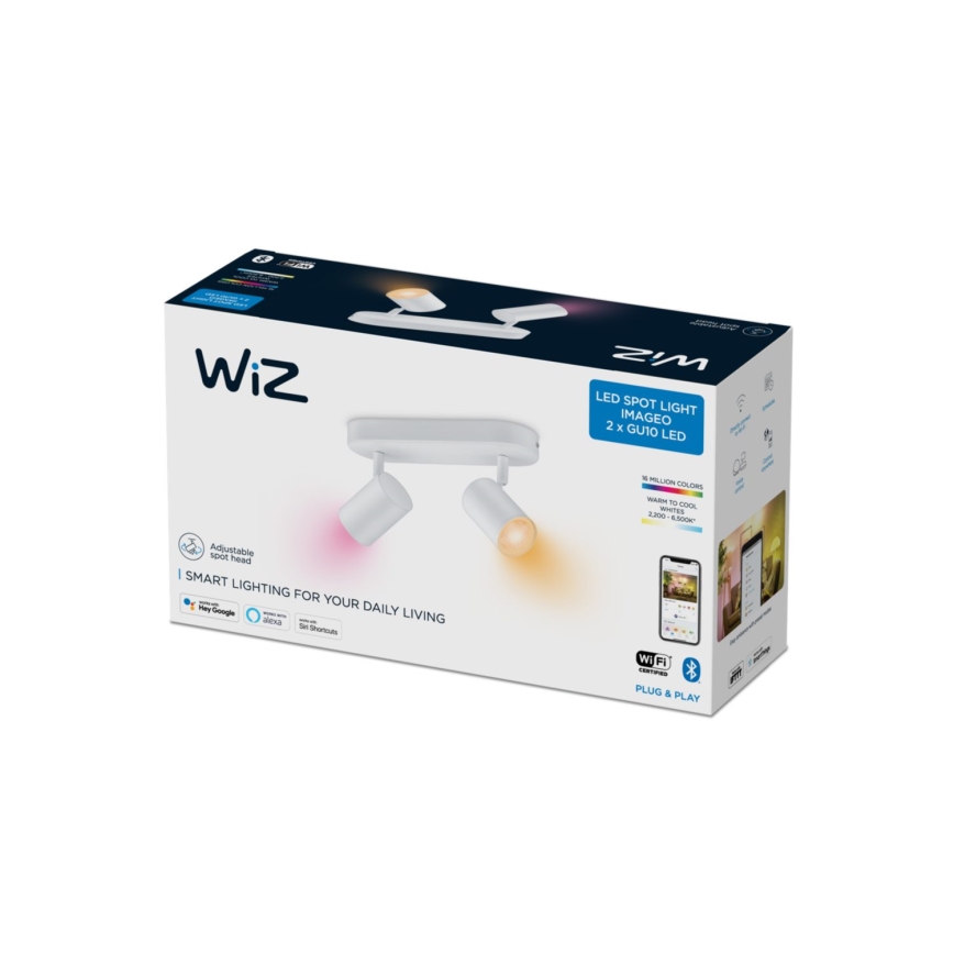 WiZ - LED RGBW Foco regulable IMAGEO 2xGU10/4,9W/230V 2200-6500K Wi-Fi CRI 90 blanco