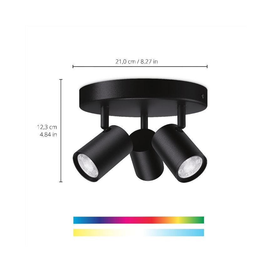 WiZ - LED RGBW Foco regulable IMAGEO 3xGU10/4,9W/230V 2200-6500K Wi-Fi CRI 90 negro